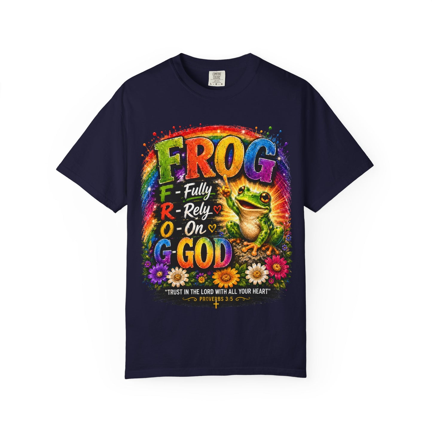 Frog — "Fully Rely On God" Colorful Christian T-Shirt