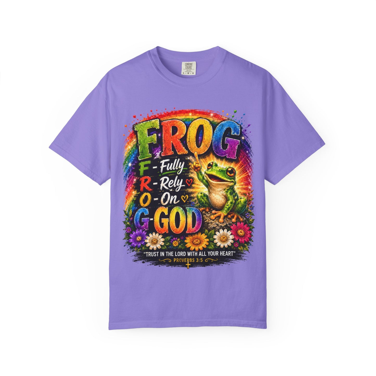 Frog — "Fully Rely On God" Colorful Christian T-Shirt