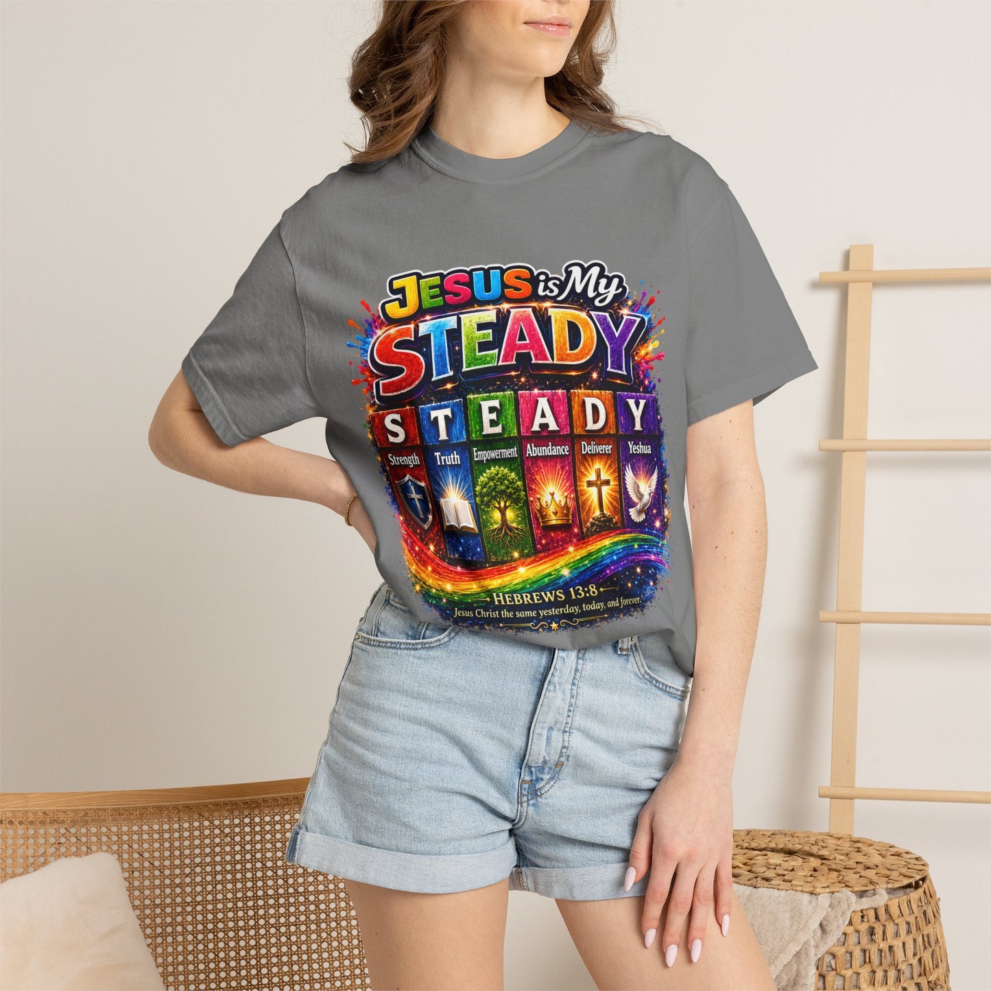 Jesus Is My Steady Rainbow T-shirt