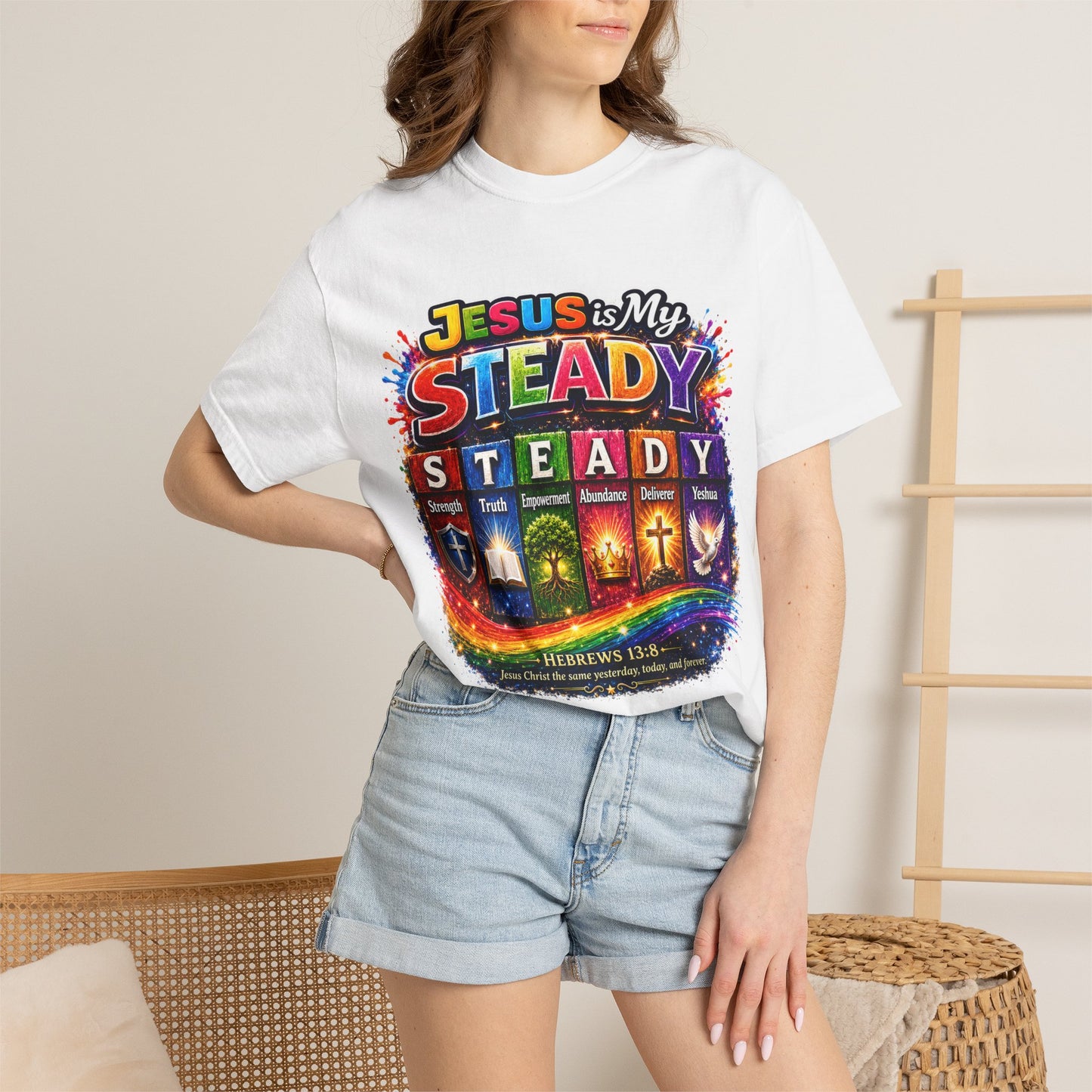 Jesus Is My Steady Rainbow T-shirt