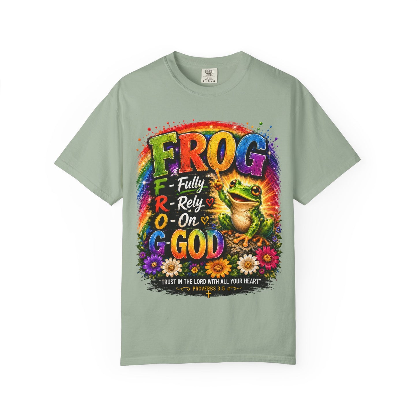 Frog — "Fully Rely On God" Colorful Christian T-Shirt
