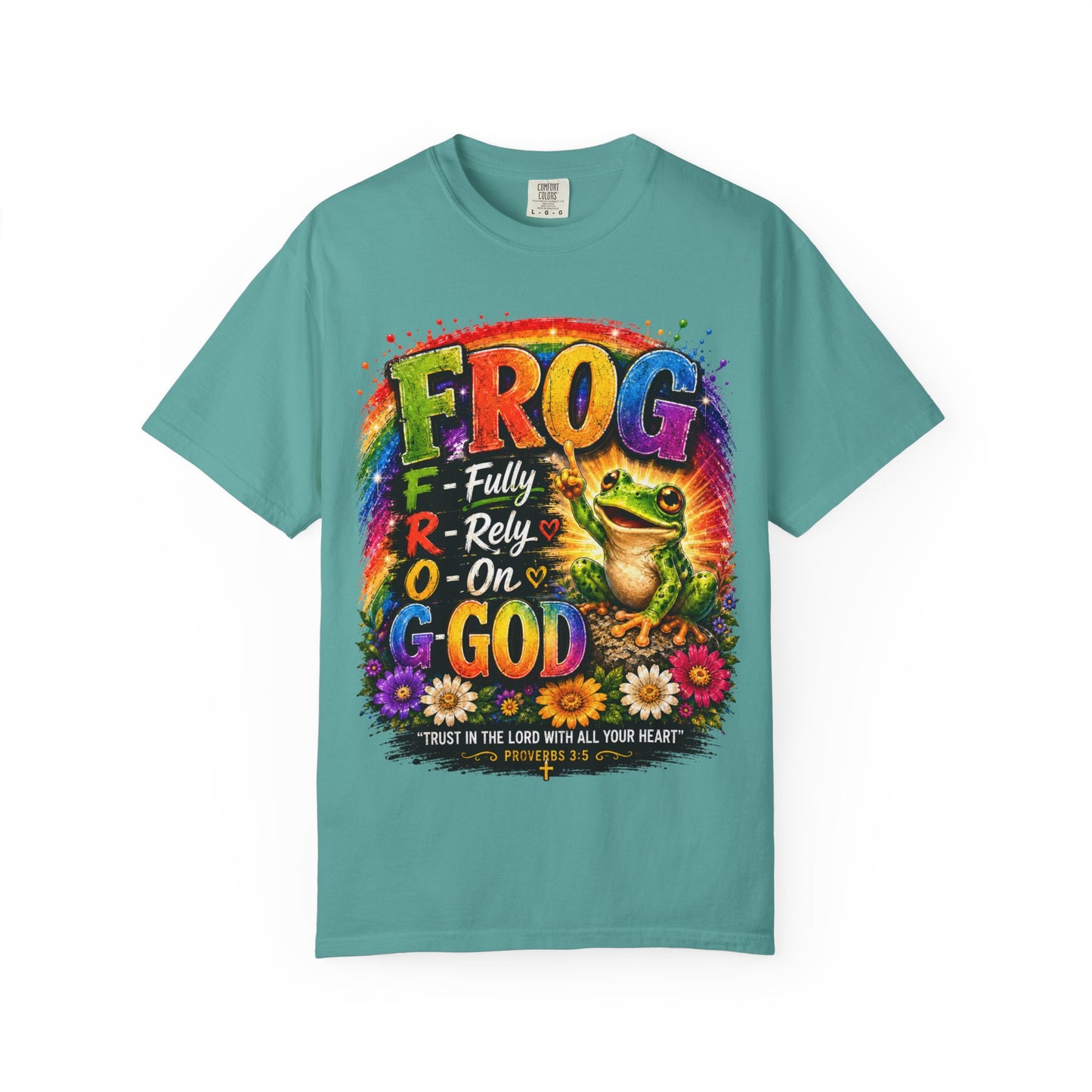 Frog — "Fully Rely On God" Colorful Christian T-Shirt