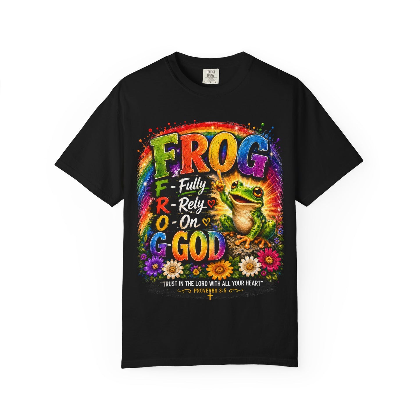 Frog — "Fully Rely On God" Colorful Christian T-Shirt