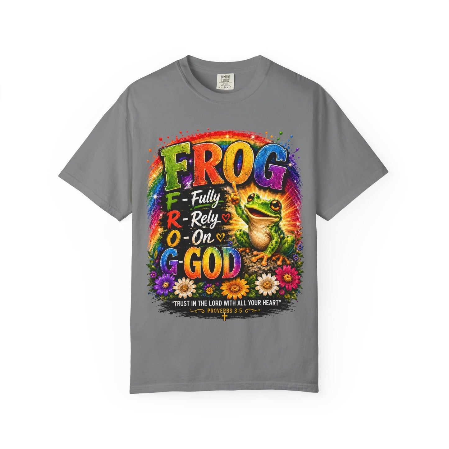 Frog — "Fully Rely On God" Colorful Christian T-Shirt