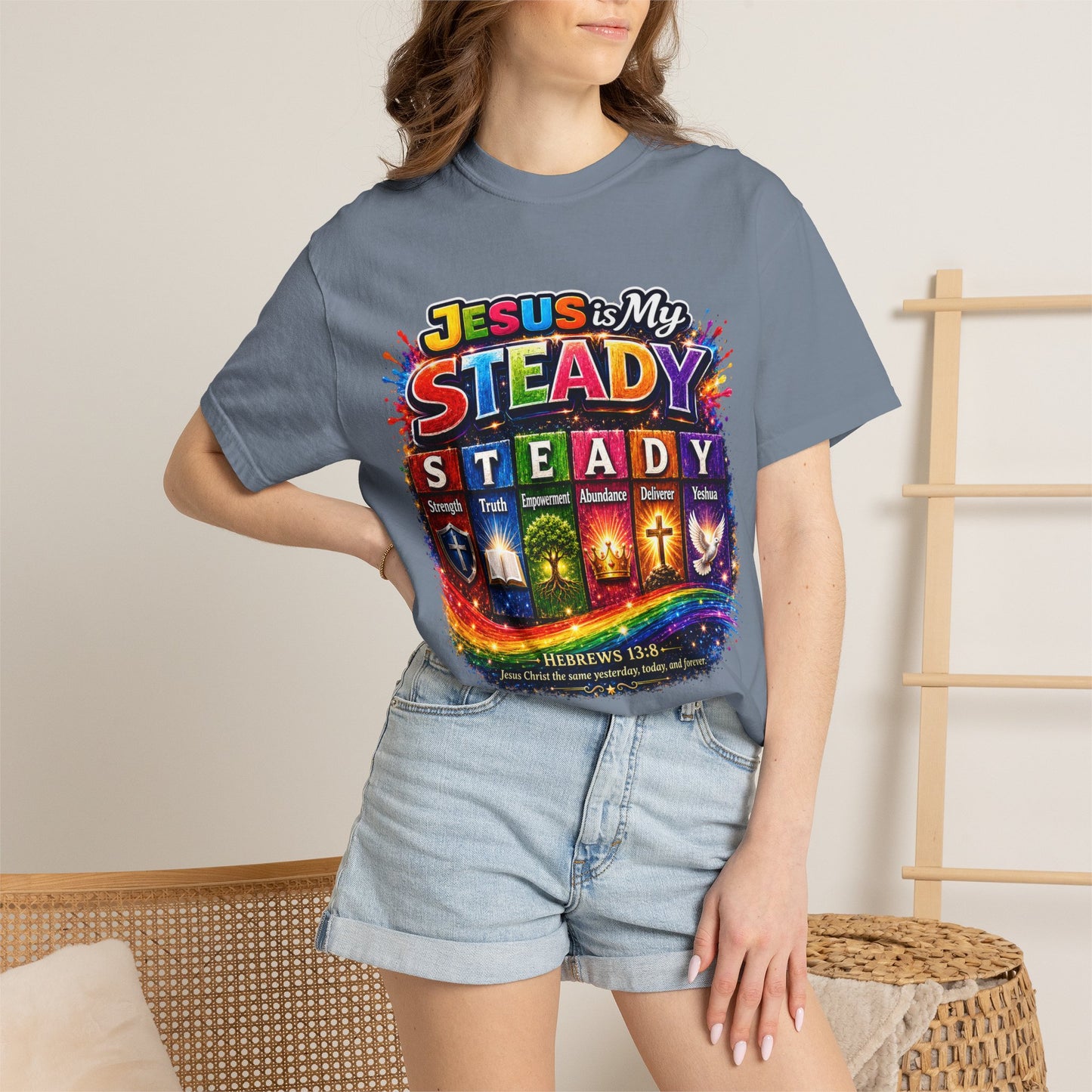 Jesus Is My Steady Rainbow T-shirt
