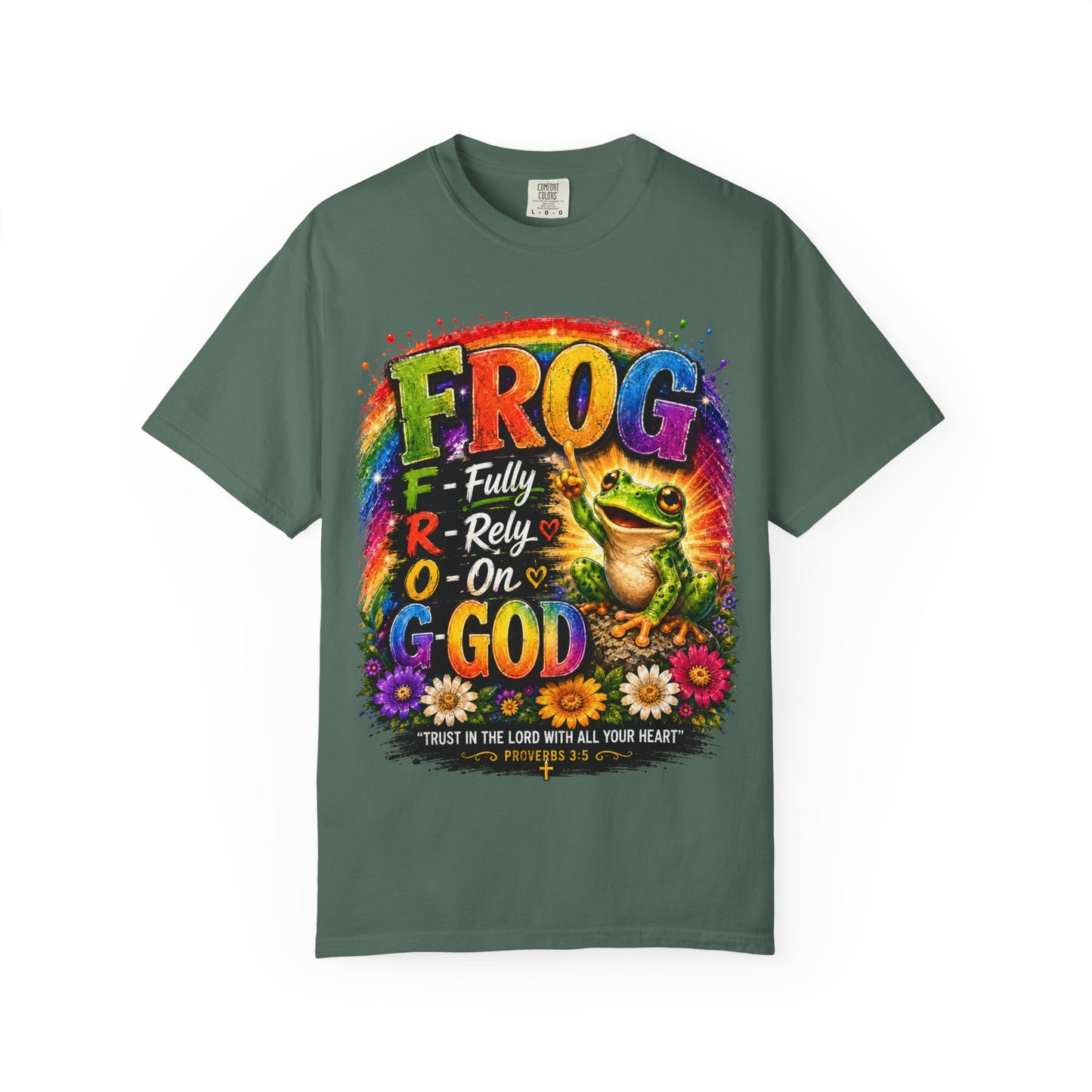 Frog — "Fully Rely On God" Colorful Christian T-Shirt