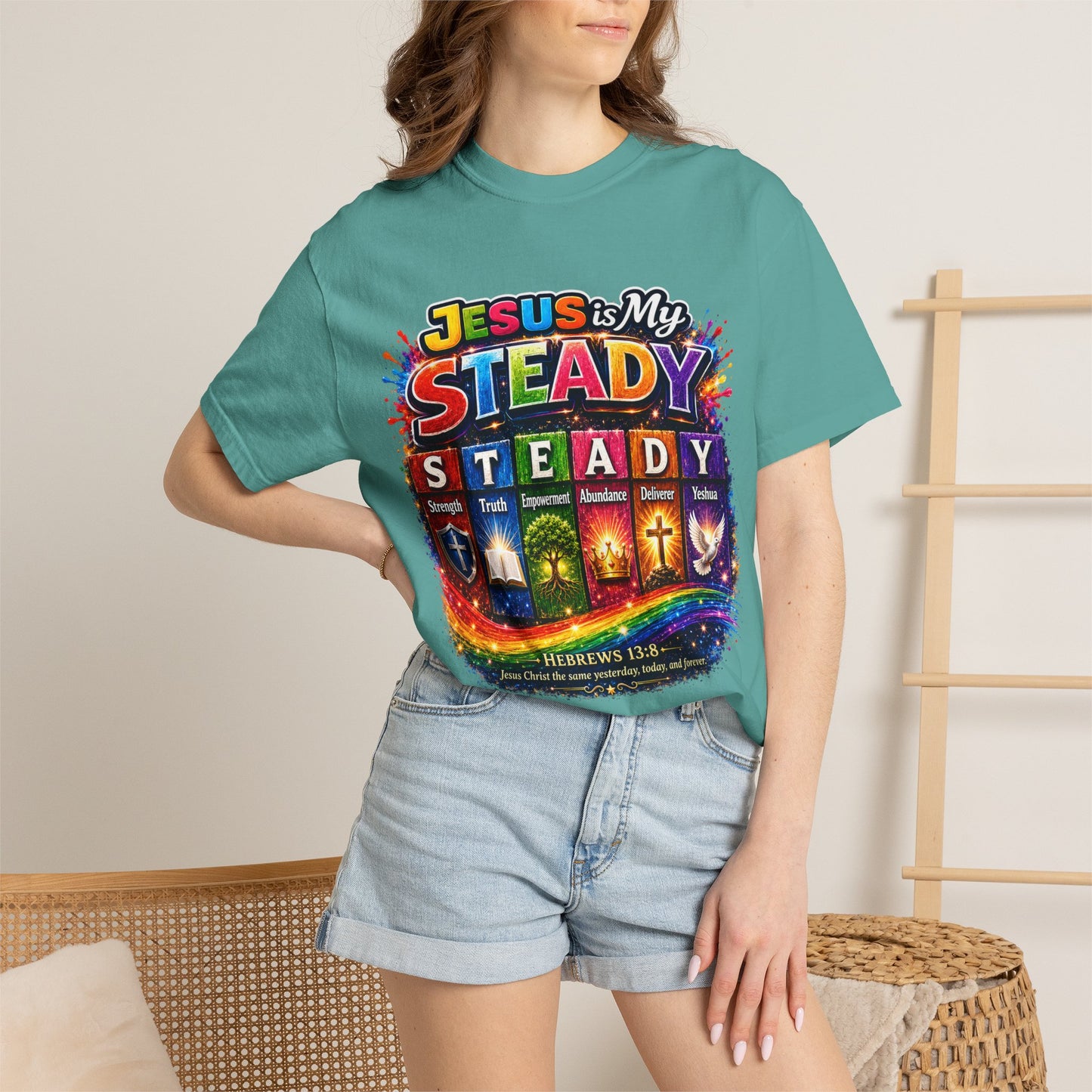 Jesus Is My Steady Rainbow T-shirt