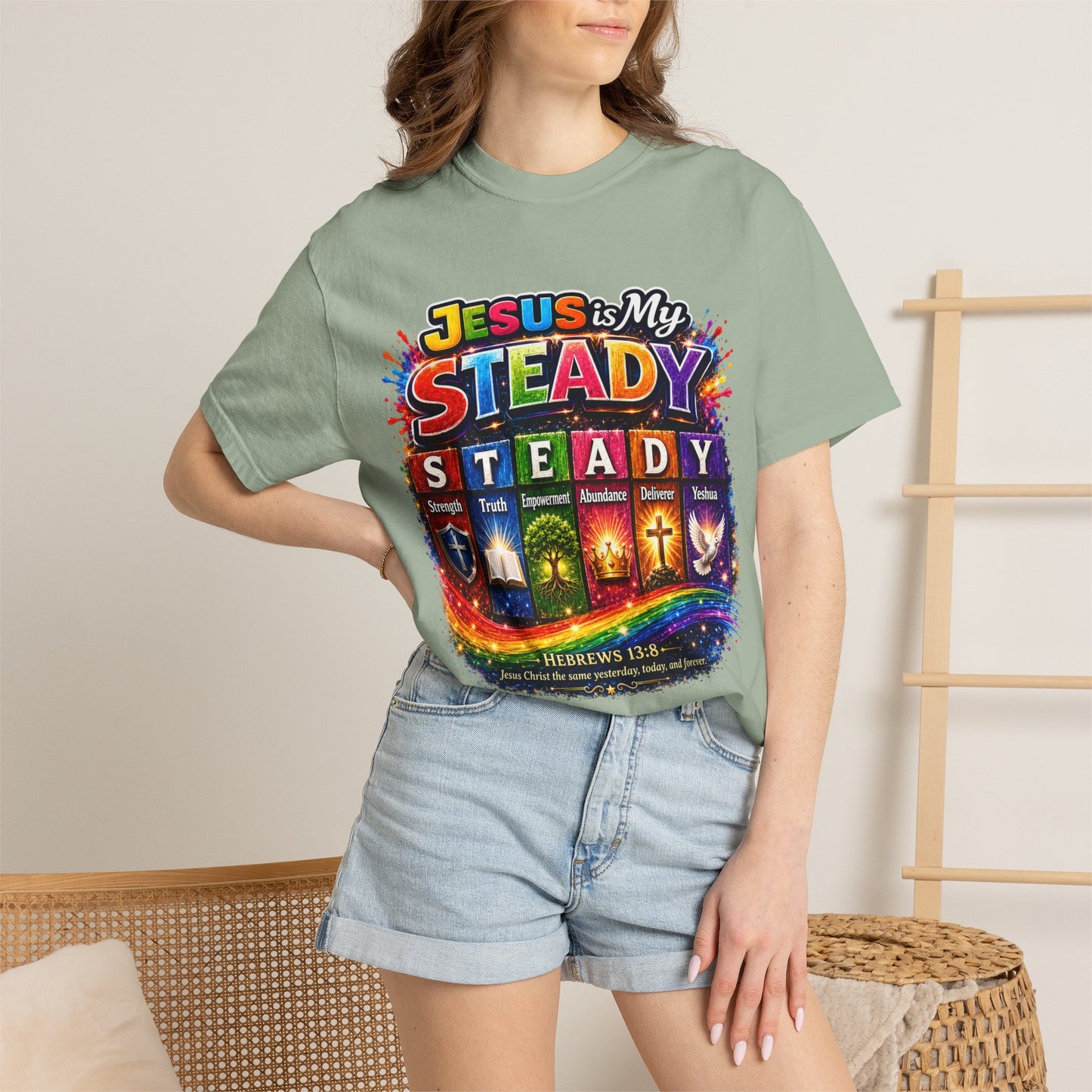 Jesus Is My Steady Rainbow T-shirt
