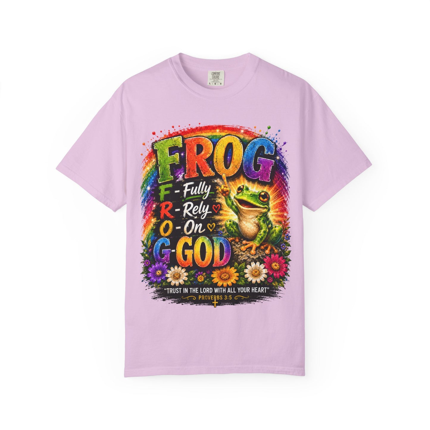 Frog — "Fully Rely On God" Colorful Christian T-Shirt