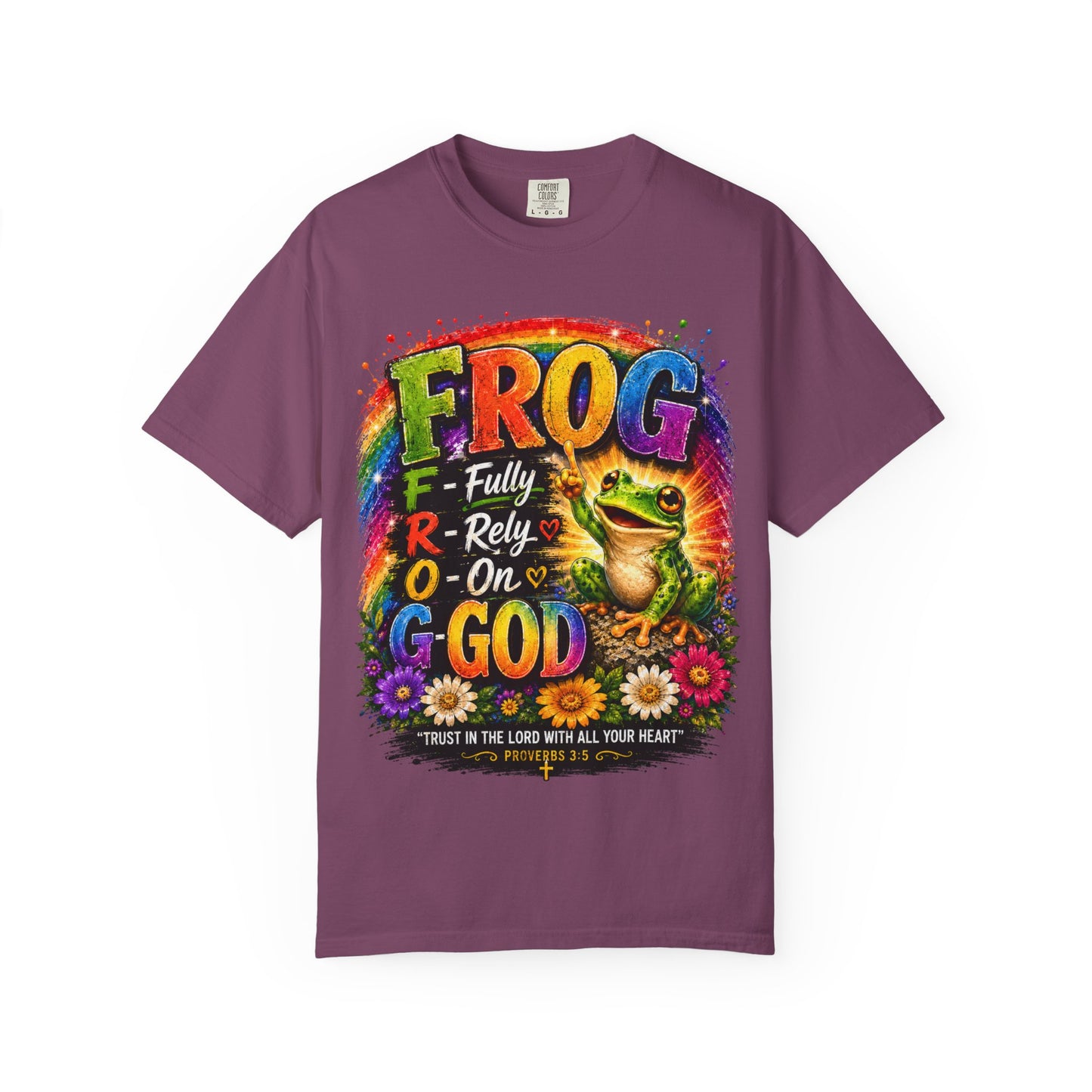 Frog — "Fully Rely On God" Colorful Christian T-Shirt
