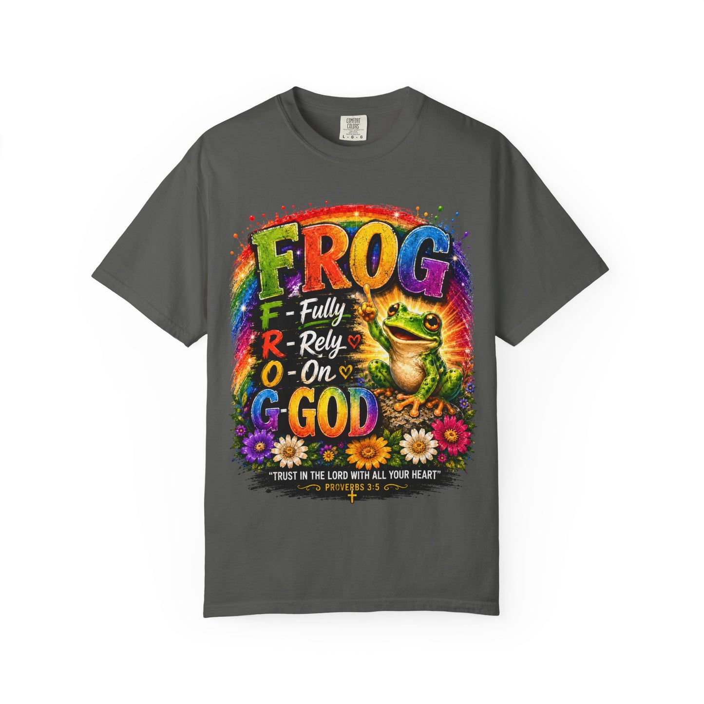 Frog — "Fully Rely On God" Colorful Christian T-Shirt